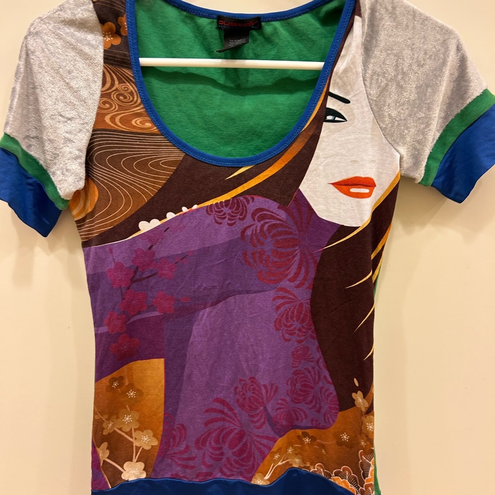 Custo Barcelona Multicolor Artistic Short Sleeve Top size 1 Xsmall